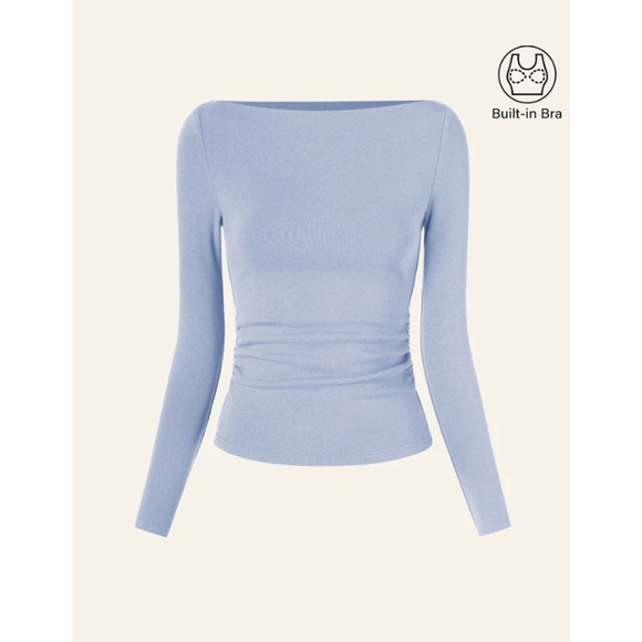 OGL Modern Side Ruched Boatneck Brami Top NWT SIZE S - Picture 2 of 2